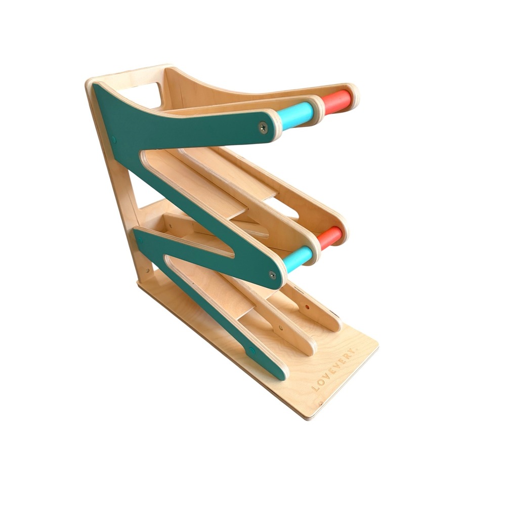 LOVEVERY Race & Chase Wooden Ramp Track Montessori Toddler Toy